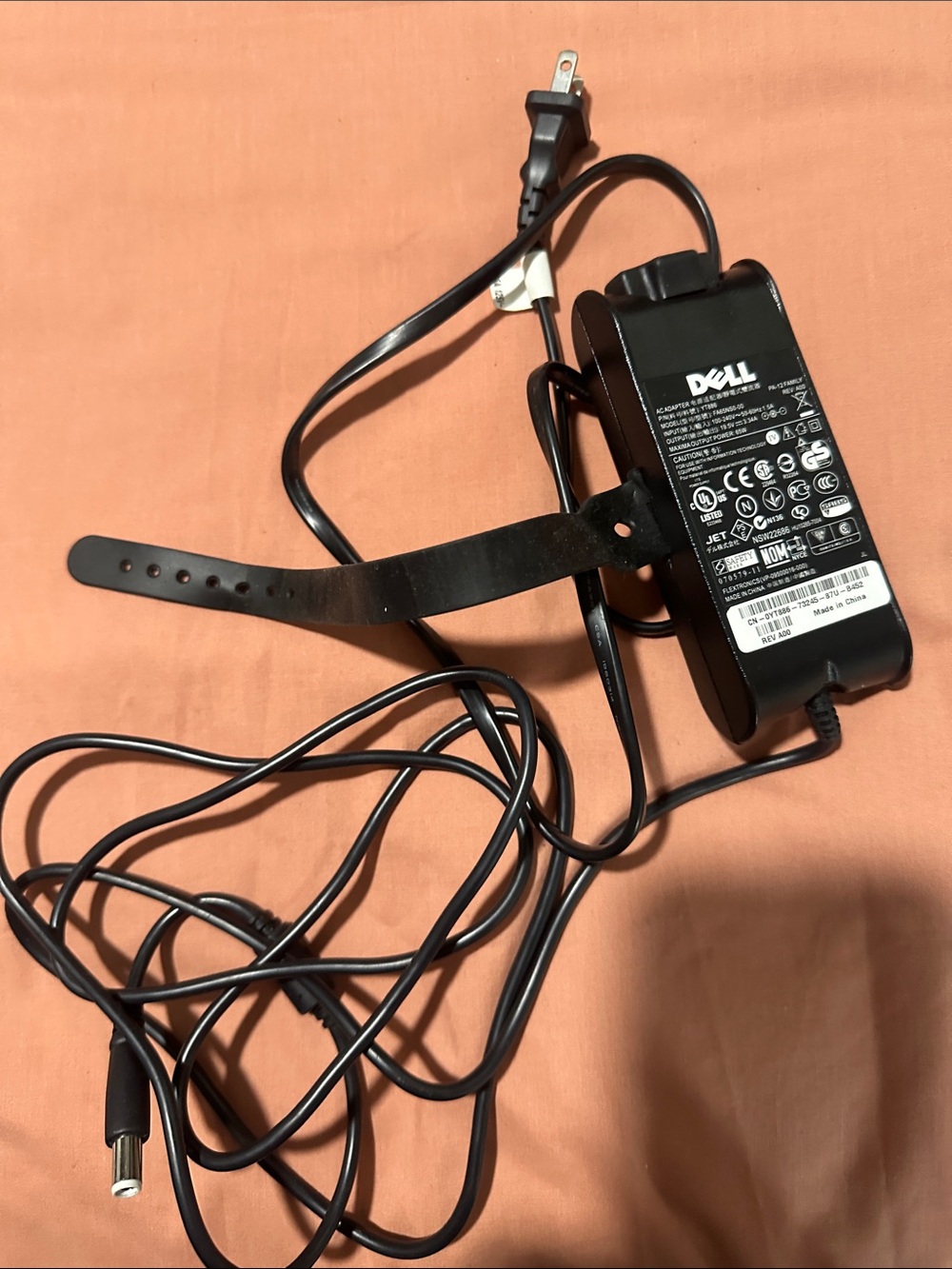 Dell Black AC Power Adapter with Attached Cable - Slim Travel Version